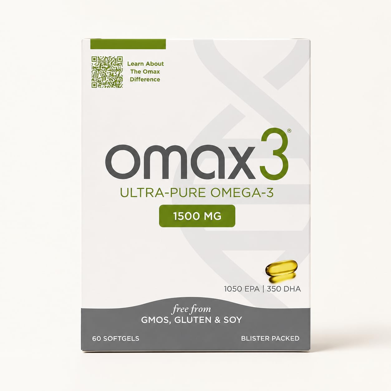 Omax3 Omega-3 Fish Oil 1500mg EPA/DHA, Wild-Caught, Gluten Free Softgels 60 Count