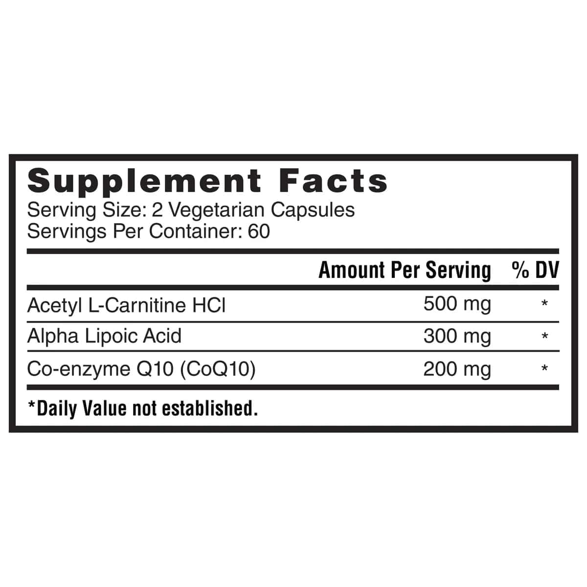 Generic Nature Lab Gold CoQ10 200 mg + Alpha Lipoic Acid + Acetyl L-Carnitine, 120 Capsules