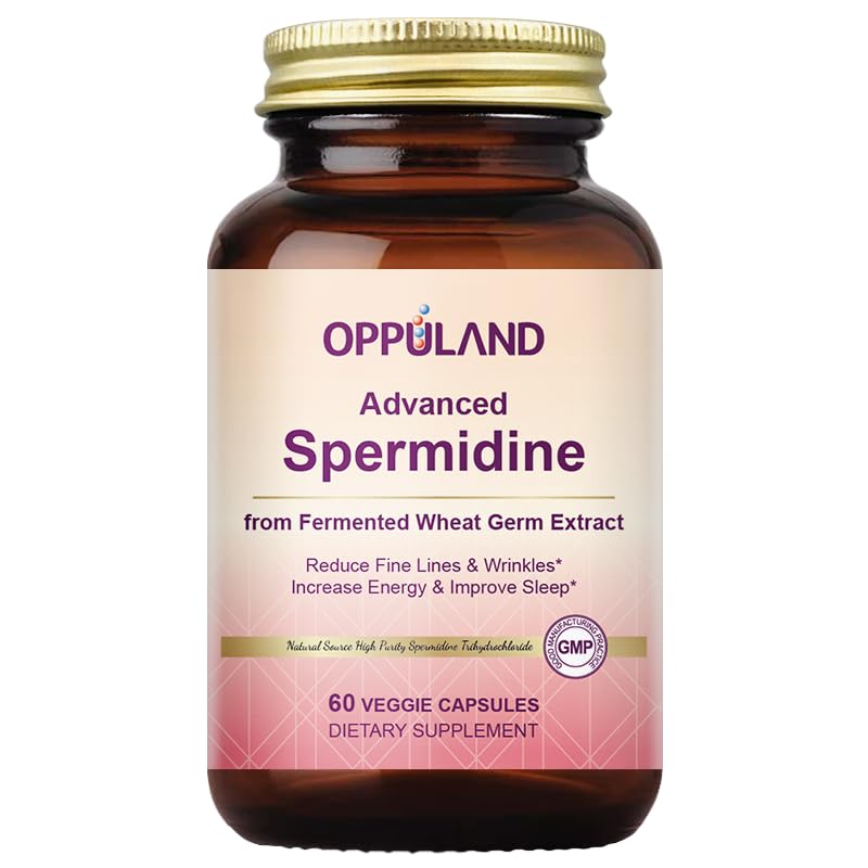 oppuland Advanced Spermidine Supplement, Fermented Wheat Germ Extract With Zinc & Vitamin B1, Cellular Health Support, Vegan Capsules, 60 Count