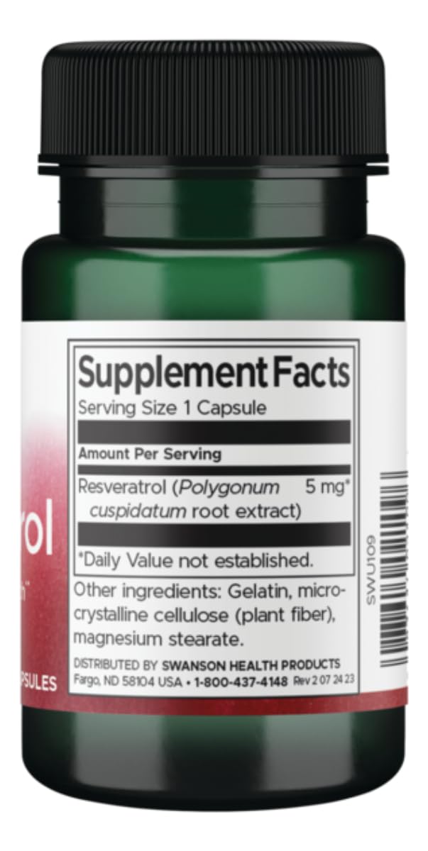 Swanson Resveratrol Polygonum Cuspidatum Extract 5 mg Capsules 60 Count