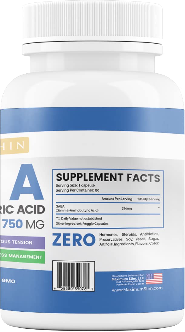 Maximum Slim GABA Gamma-Aminobutyric Acid Capsule, 1 Count