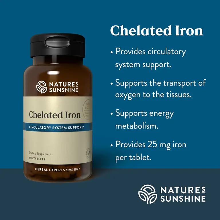 Nature's Sunshine Iron-Chelated 25mg Tablets, 180 Count