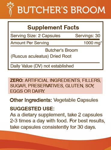 Secrets of the Tribe Butcher's Broom Capsules, 60 Count