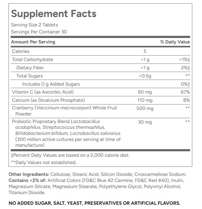 Xllent Cranberry Plus Probiotic Tablets 120