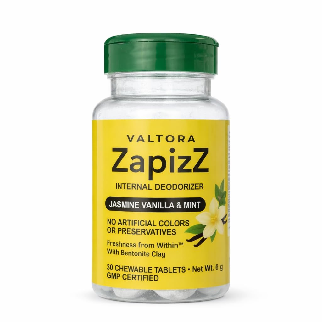 VALTORA ZapizZ Bentonite Clay + Chlorophyll Chewable Tablets – Internal Freshness Support – Daily Body Balance Supplement, 30 Tablets