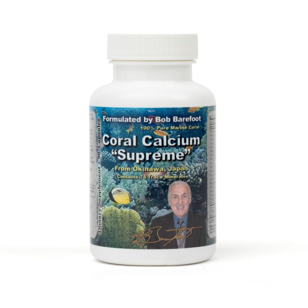 Bob's Best Coral Calcium Supreme I 100% Pure Marine Coral, 74 Trace Minerals, Capsules, 90 Count