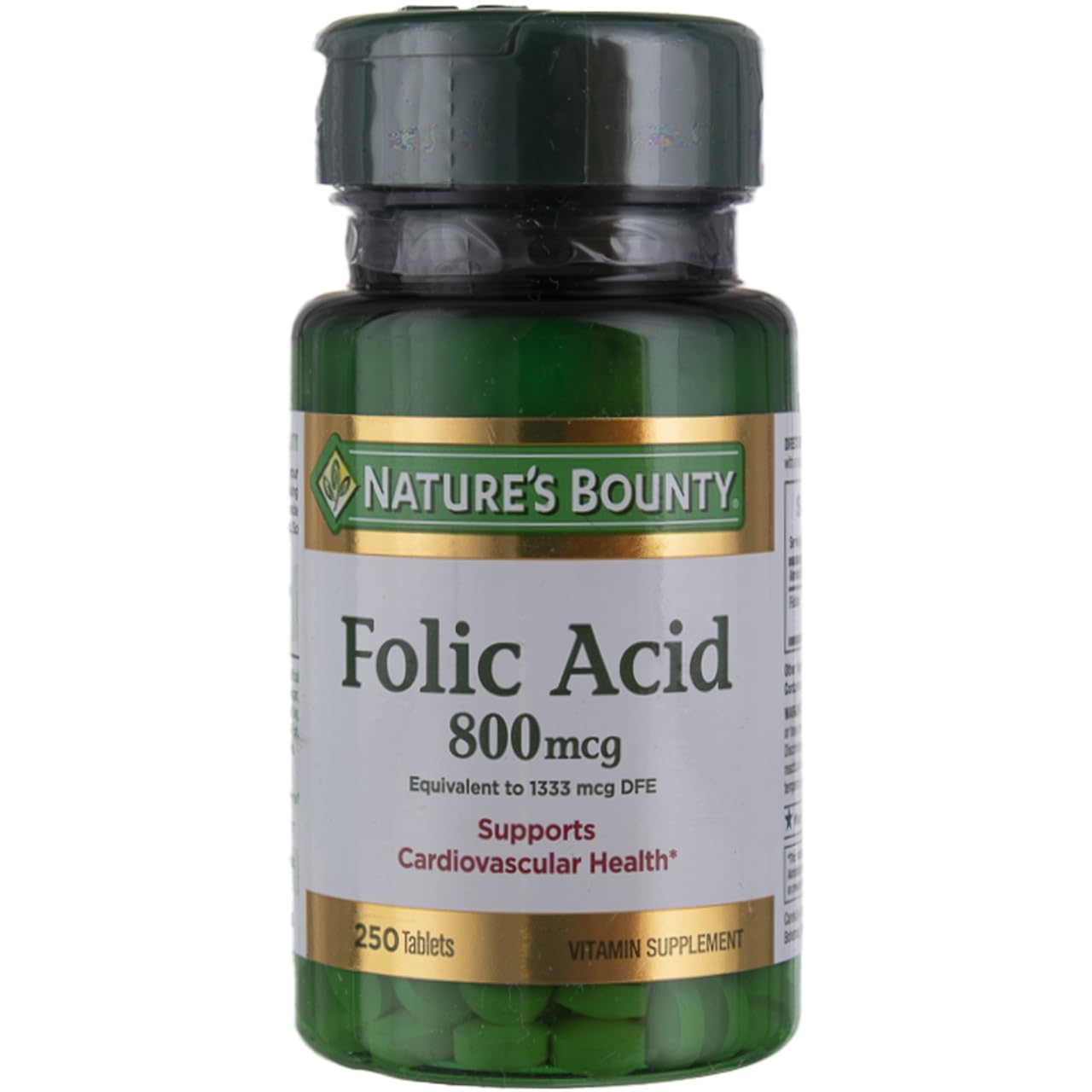 Nature's Bounty Folic Acid 800 mcg Tablets, 250 Count