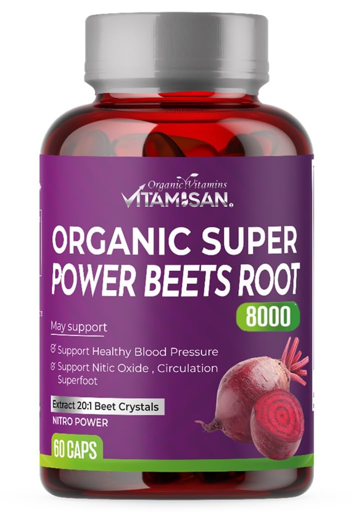 VITAMISAN Organic Beet Root 8000 Capsule, 60 Count