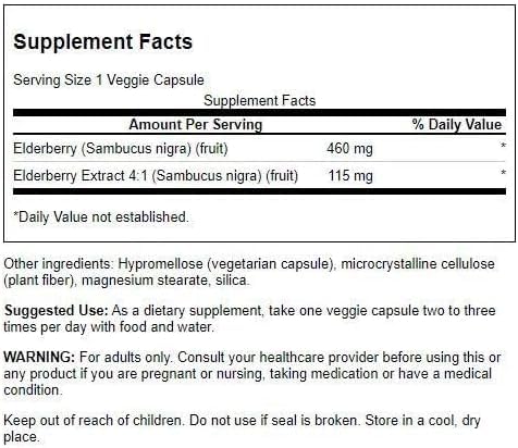 Swanson Elderberry 575 Milligrams Capsules 120