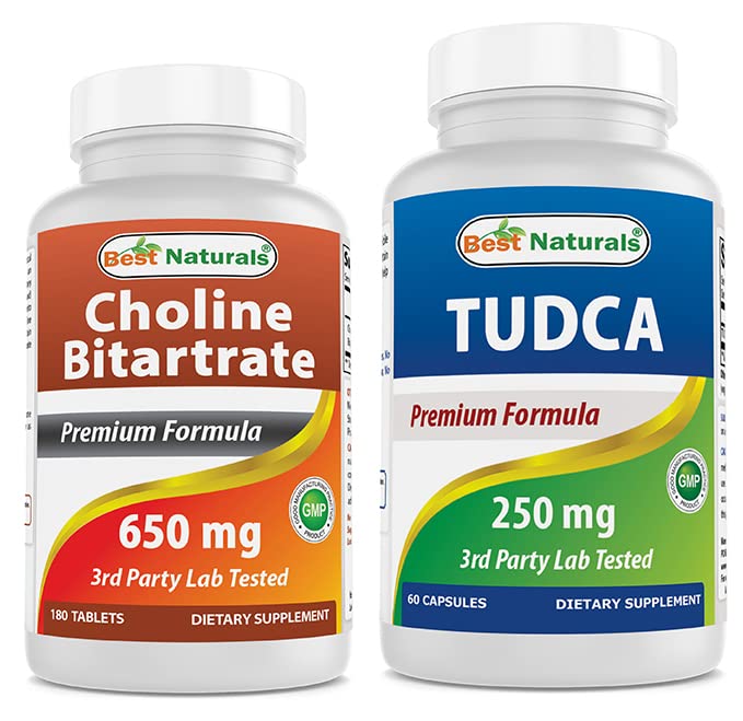 Best Naturals Choline Bitartrate 650 mg & TUDCA 250 mg Capsules, 180 Count
