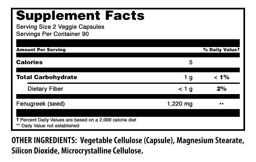 Amazing Nutrition Fenugreek Seed 1220 mg Capsules 180 Count