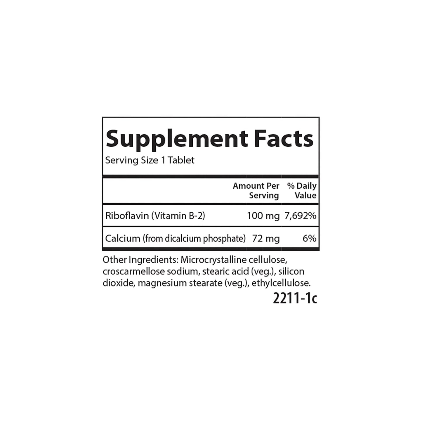 Carlson B-2 Riboflavin 100 mg Tablets, 100 Count