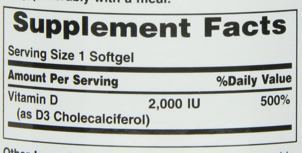 Nature's Bounty Vitamin D 2000 IU Softgels, 240 Count