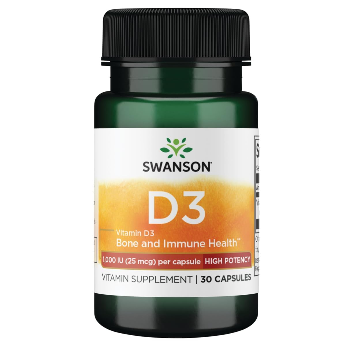 Swanson Vitamin D-3 1000 IU (25 mcg) 30 Capsules