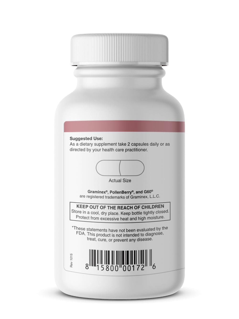 Graminex PollenBerry Dietary Supplement - G60 Concentrated Flower Pollen Extract, Cranberry Powder - 60 Capsules