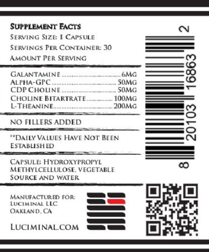 Luciminal Nootropics Lucidimine - Galantamine Lucid Dream Induction & Super Nootropic Supplement Capsules 30