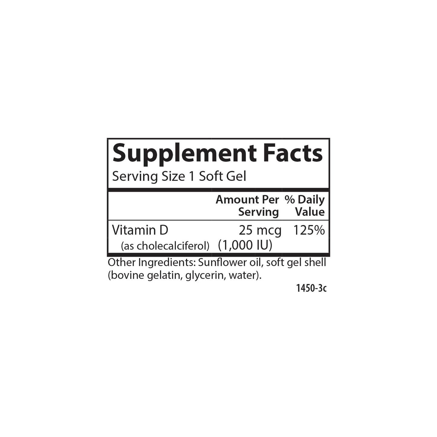 Carlson Vitamin D3 1000 IU (25 mcg) Softgels 60 Count