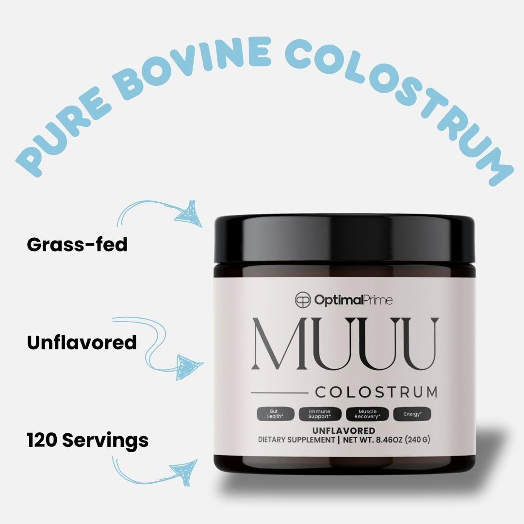 Optimal Prime MUUU Bovine Colostrum Supplement and Superfood Powder 8.46 Ounce