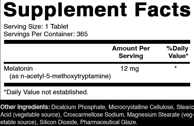 Oxify Melatonin 12 mg, 365 Tablets