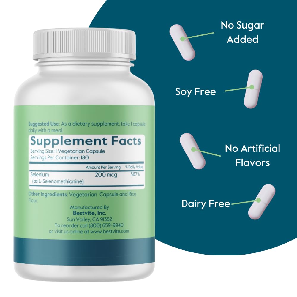 BESTVITE Selenium 200mcg Capsules 180 Count