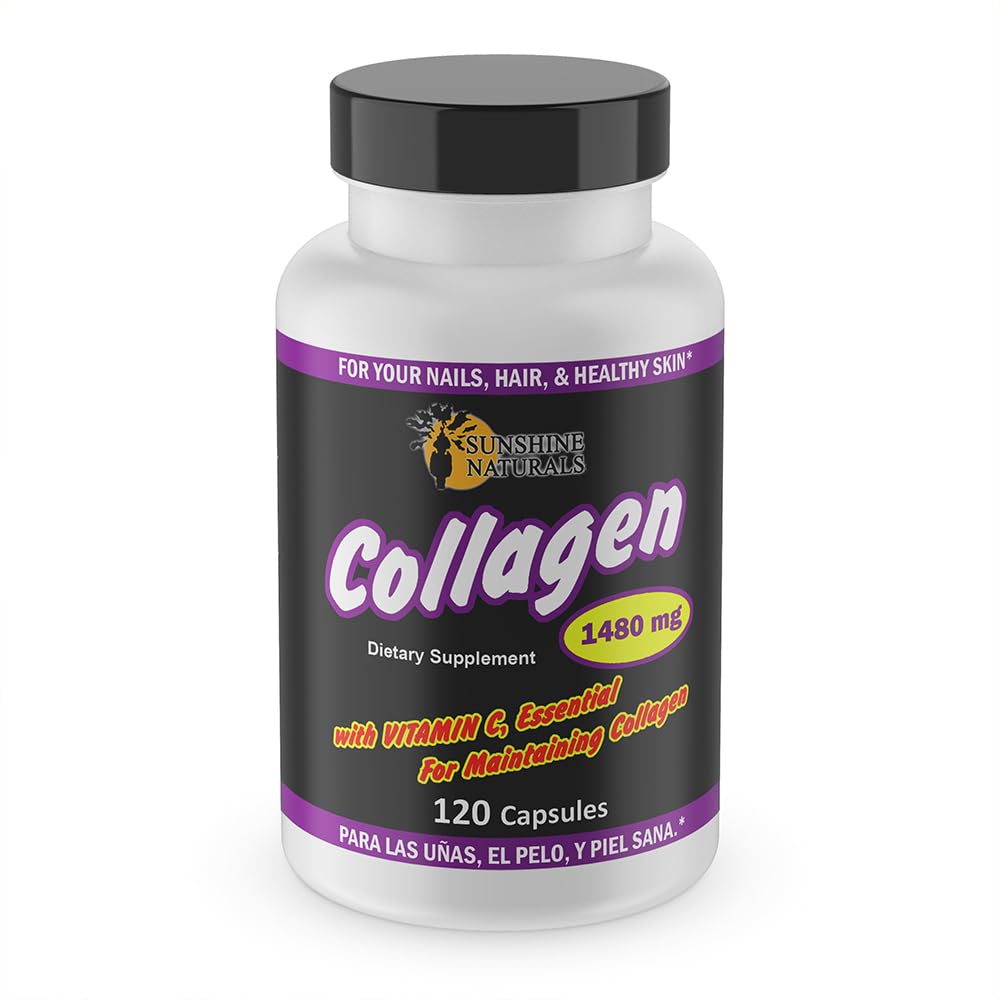 Sunshine Naturals Hydrolyzed Collagen and Vitamin C Dietary Supplement 120 Capsules