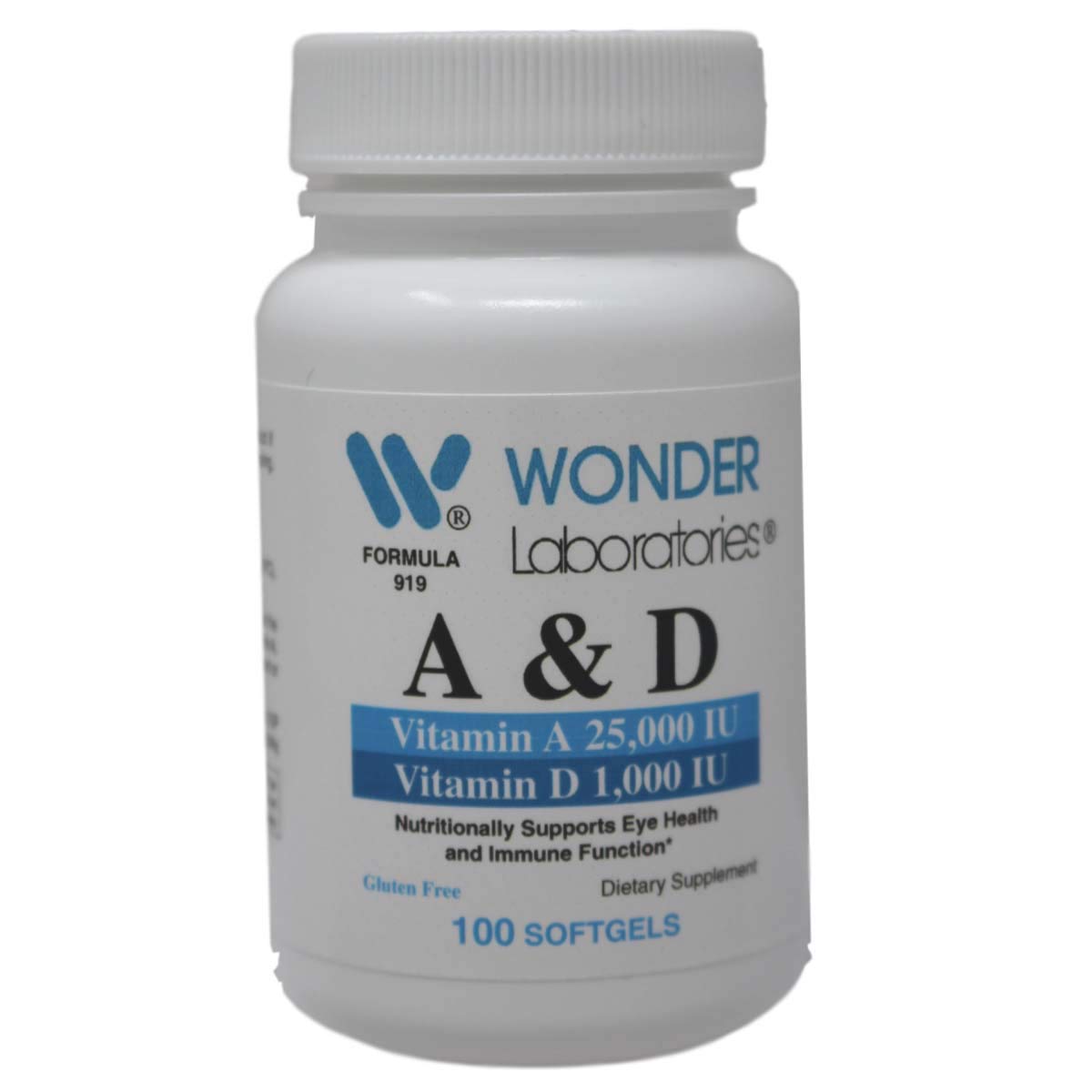 Wonder Laboratories Vitamin A 25,000 IU from Cod Liver Fish Oil + Vitamin D3 1,000 IU Softgel 100