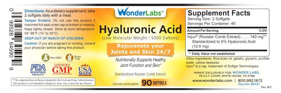 Wonder Laboratories Hyaluronic Acid 120mg Softgels 270