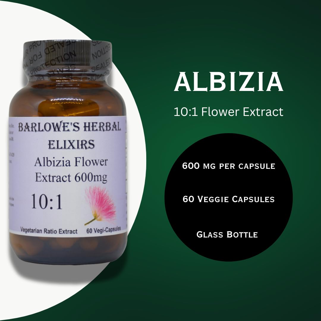 Barlow's Herbal Elixirs Albizia Julibrissin 10:1 Extract 600 mg Albizia Extract 60 Veggie Capsules