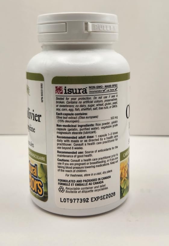 Natural Factors Olive Leaf 500 mg Capsules, 90 Count