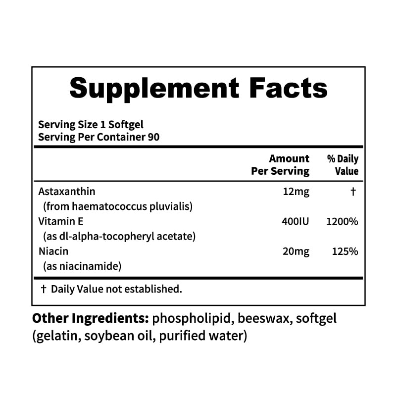 YOUTHVITA Astaxanthin 12mg Softgels, 90 Count