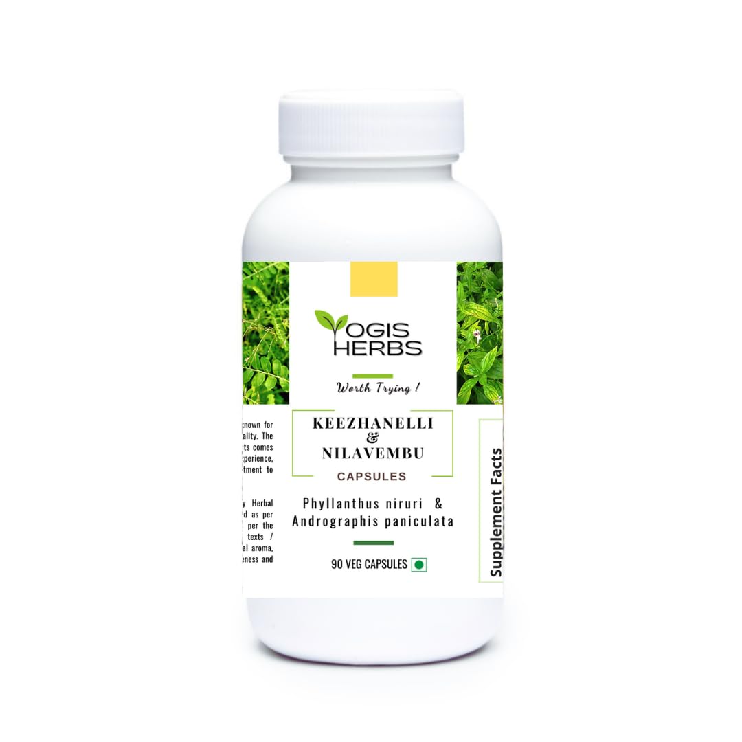 YOGIS HERBS Keezhanelli & Nilavembu Capsules, Phyllanthus niruri & Andrographis paniculata Blend for Liver & Immune Support, 90 Veg Capsules