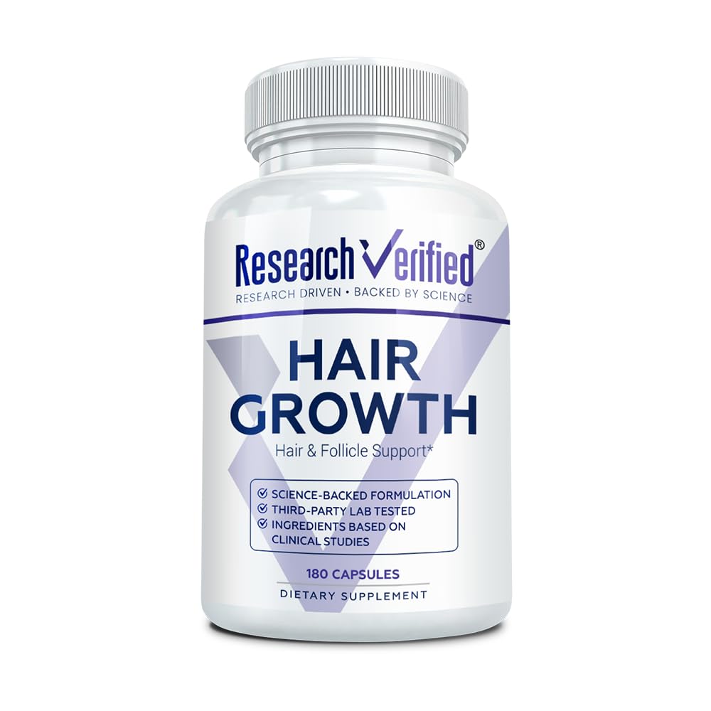 Research Verified Hair Growth Support - with Biotin, DHT Blockers & Vitamins - Hair Growth and Hair Loss Prevention, 180 Capsules