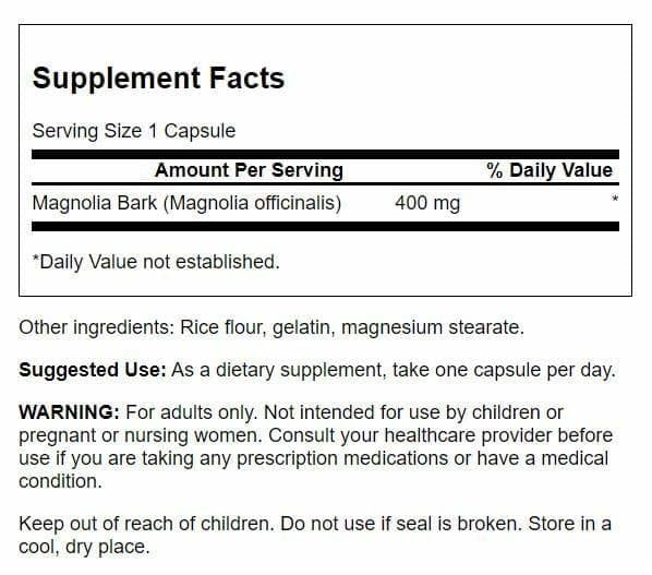 Swanson Magnolia Bark Capsule 60 Count