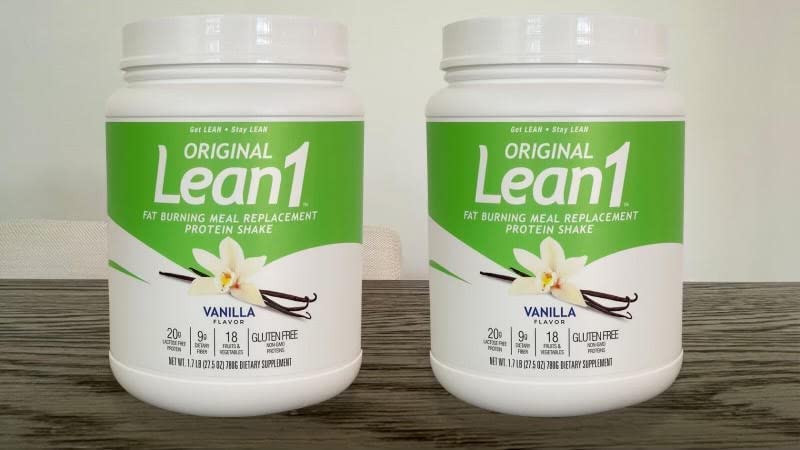 LEAN1 Meal Replacement Protein Shake Powder, Vanilla Flavor, 2-Pack of 15-Serving Tubs