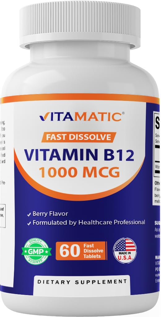 Vitamatic Vitamin B12 1000 mcg Fast Dissolve Tablets, 60 Count