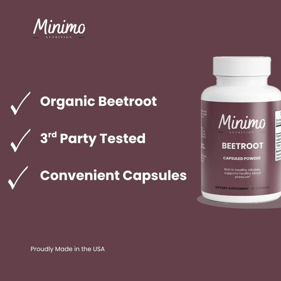 Minimo Nutrition Organic Beetroot Capsules, 60 Capsules