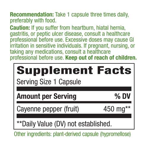 Nature's Way Cayenne Fruit Capsule, 100 Capsules