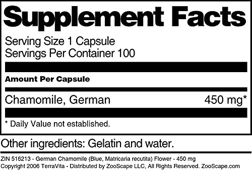 Terravita German Chamomile 450 mg Capsules, 100 Count