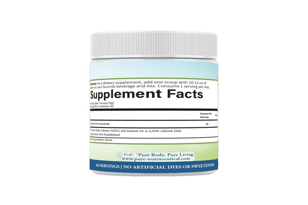 PURE Creatine Monohydrate Powder, 10.6 Ounce