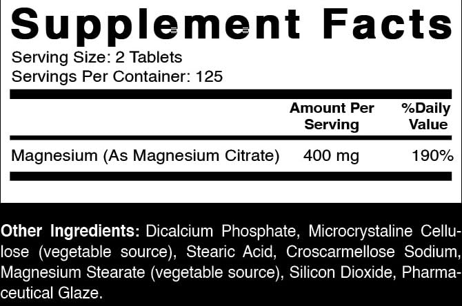 Oxify Magnesium Citrate 400 mg Tablets, 250 Tablets