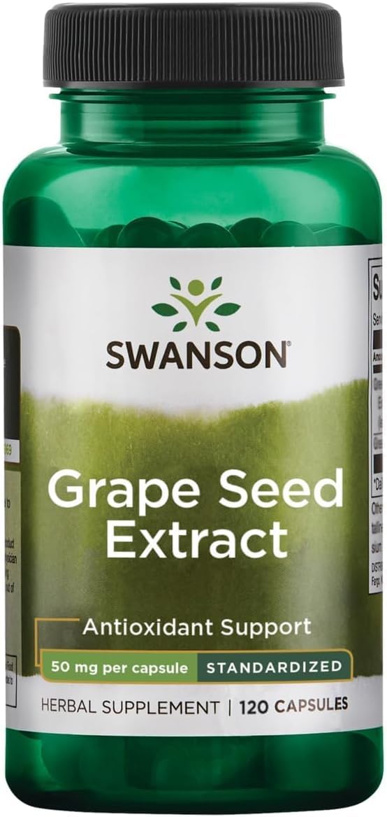 Swanson Grape Seed Extract (Standardized) 50 Milligrams Capsules, 120 Count
