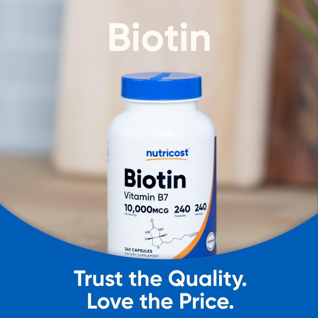 Nutricost Biotin 10,000mcg (10mg) Capsule, 240 Capsules