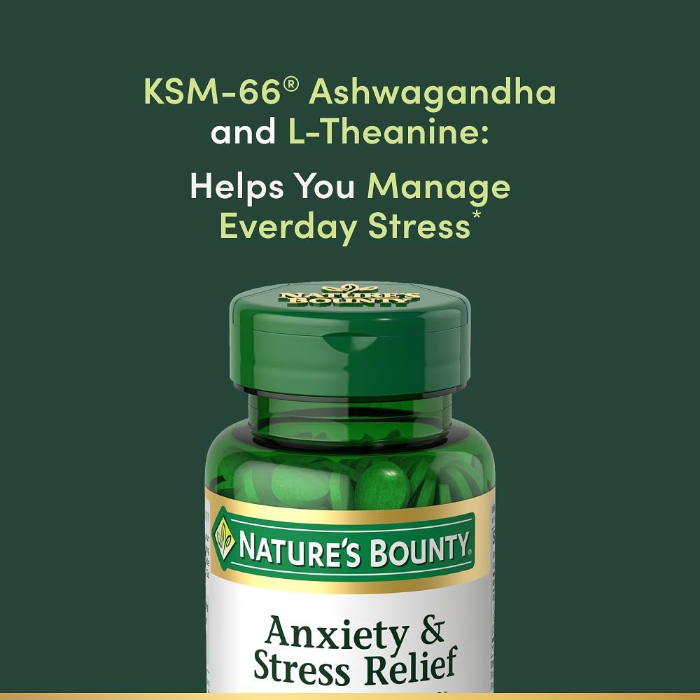 Nature's Bounty Stress Relief Ashwagandha KSM 66 Tablets, Mood Support, 150 Tablets