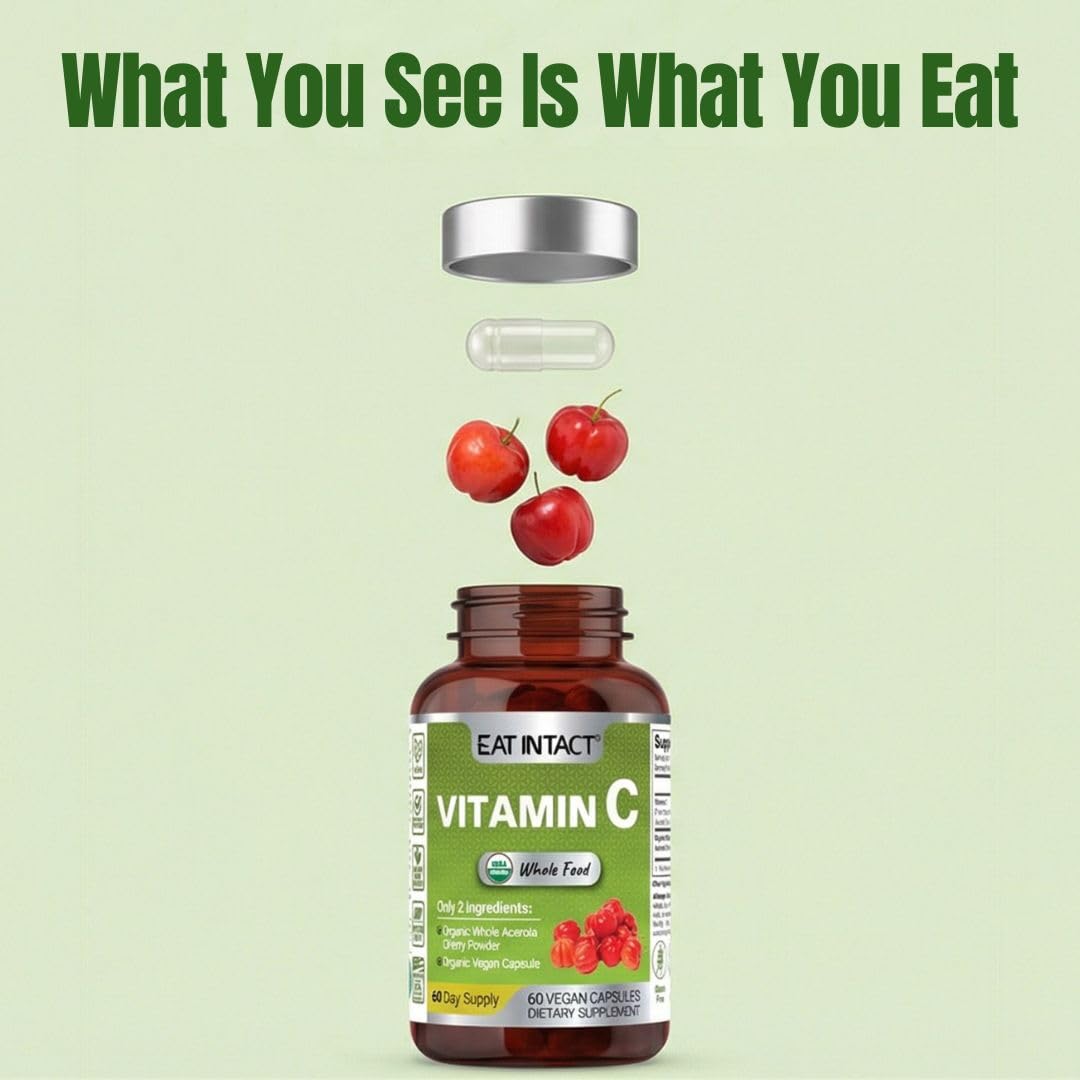 EAT INTACT USDA Organic Corn-Free Whole Food Vitamin C Capsule, 60 Count