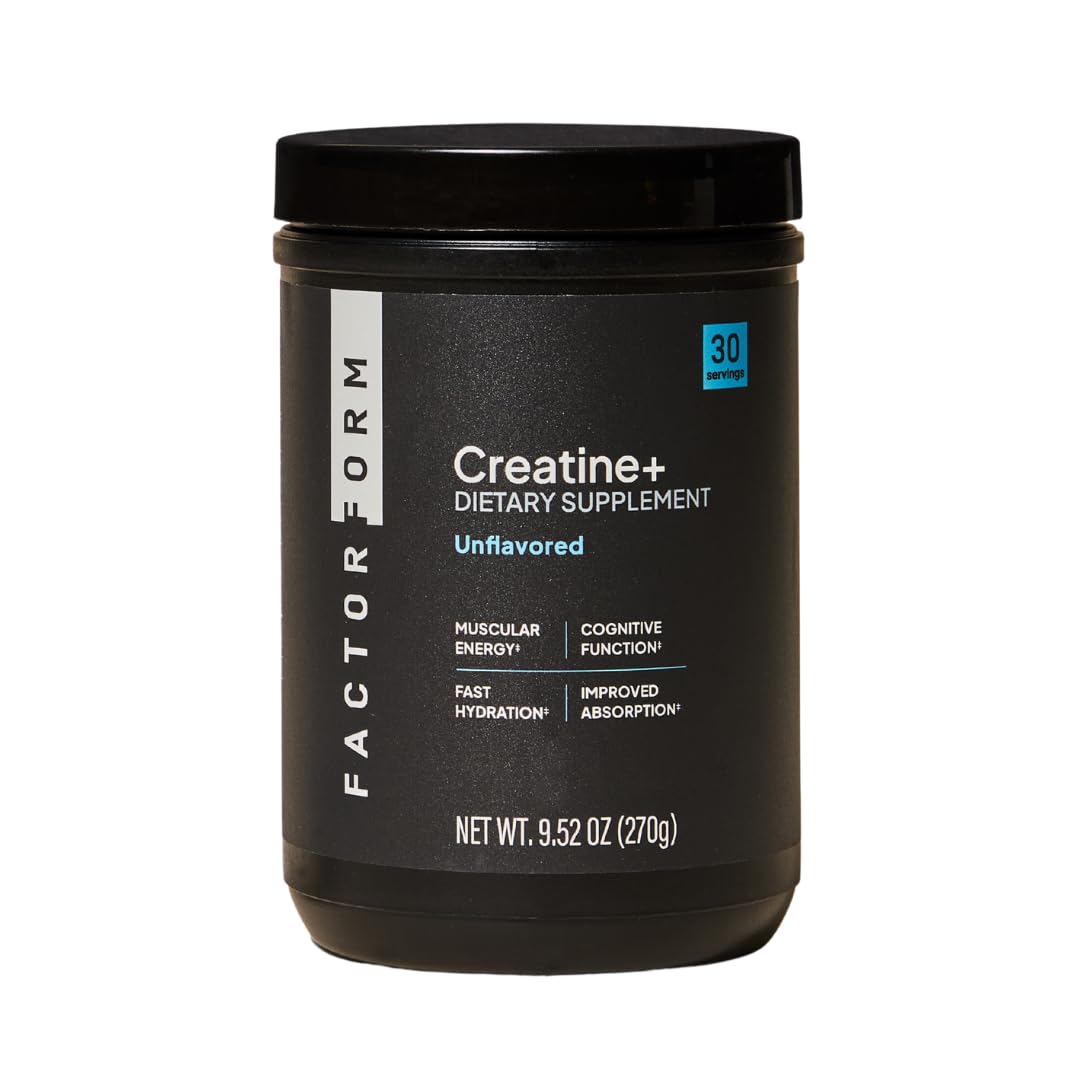 FACTOR FORM Micronized Creatine Powder + Electrolytes from Coconut Water – Creatine Monohydrate Supplement, Powder, 10.58 oz