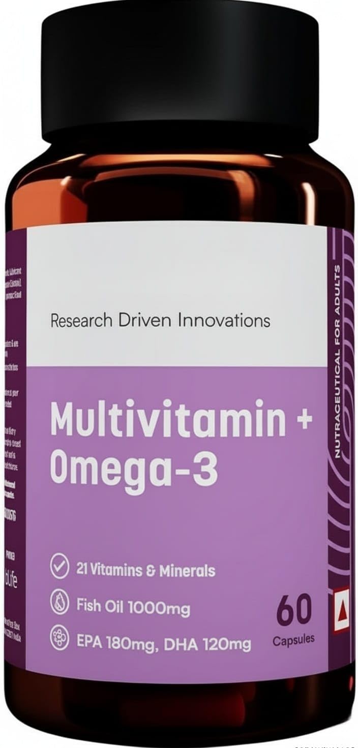 Generic Omega 3 Fish Oil 1000mg Capsules with Multivitamin, 60 Count