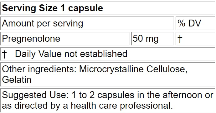 LifeLink Pregnenolone 50mg Capsules 100 Capsules
