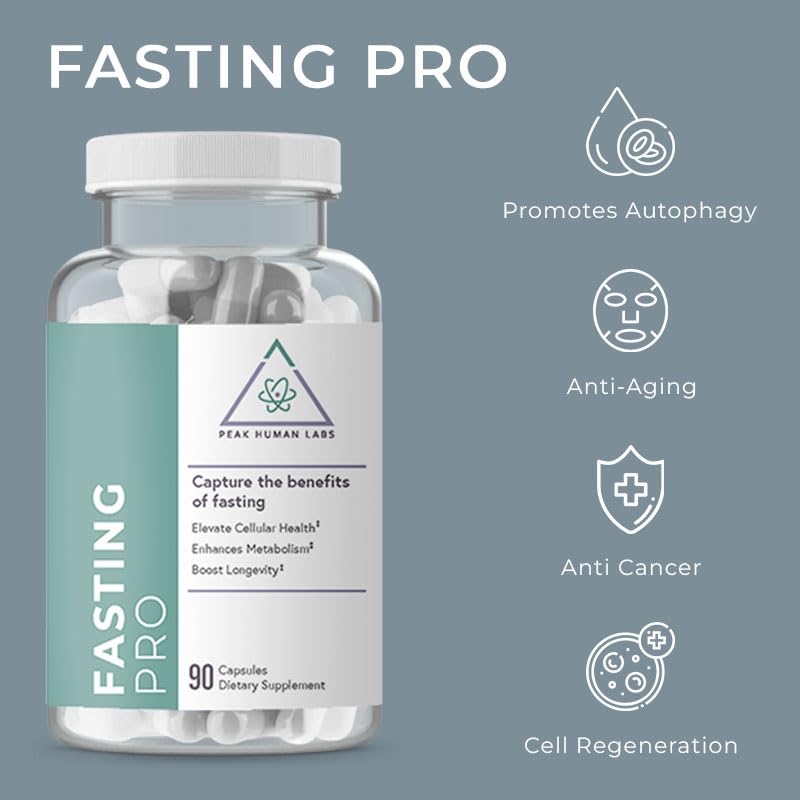 Peak Human Fasting Pro NAD + NMN + Trimethylglycine (TMG) + Spermidine 12-Ingredient Formula for Autophagy, Cellular Cleansing, and Healthy Aging Support Capsules, 1 Count