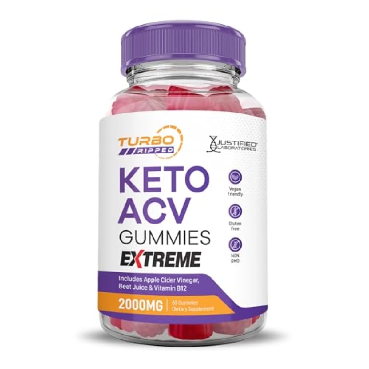 Justified Laboratories Turbo Ripped Keto ACV Gummies Extreme (2000 mg) 60 Count