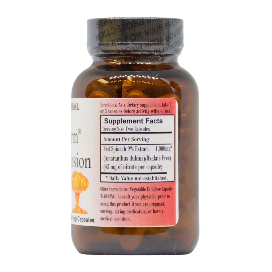 Barlowe's Herbal Elixirs OXYSTORM N.O. Explosion Red Spinach Extract 9% Natural Nitric Oxide Booster 500mg Capsule, 60 Capsules